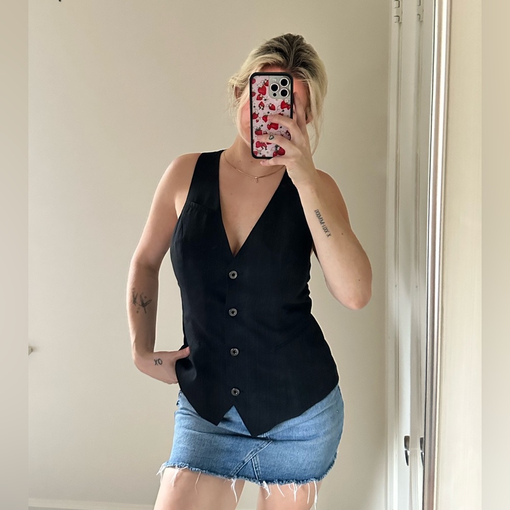 Black Pin Stripe Vest